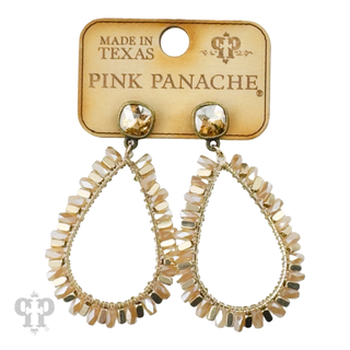 Gold bead wrapped teardrop and Austrian crystal dangle earring