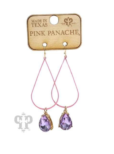 Lavender open teardrop charm earring