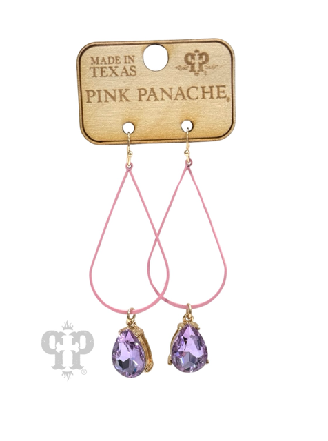 Open colorful teardrop charm earring
