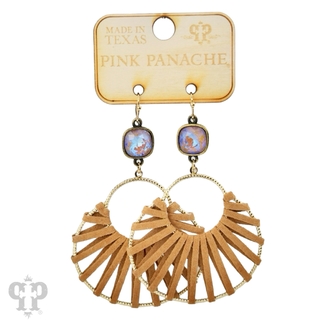 Suede wrapped circle earring with Austrian crystal