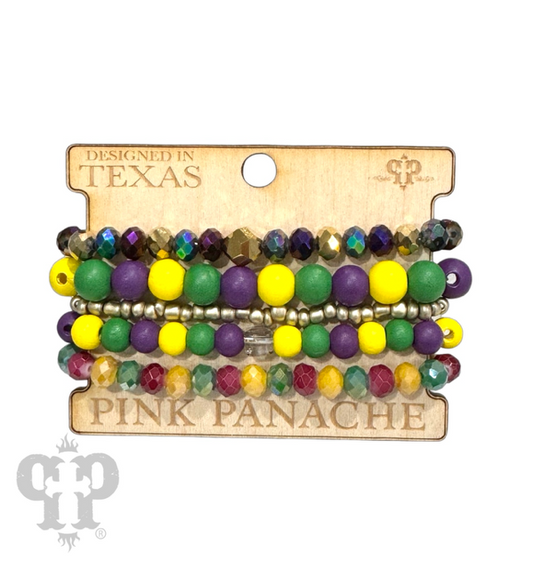 Mardi Gras bead bracelet set