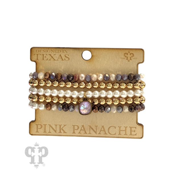 Mixed bead bracelet set with Austrian crystal