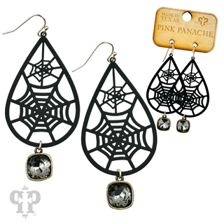 Spider web earring with Austrian crystal