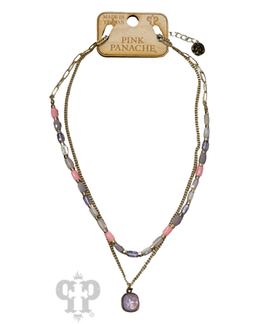 Multi-color bead necklace, Austrian crystal