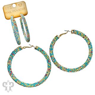 Large pave mesh hoop earring
