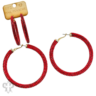 Large pave mesh hoop earring
