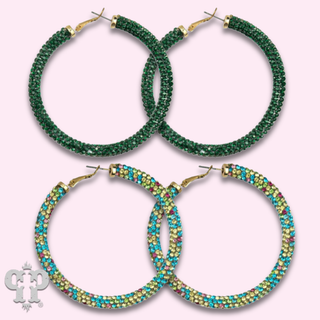 Large pave mesh hoop earring - LC