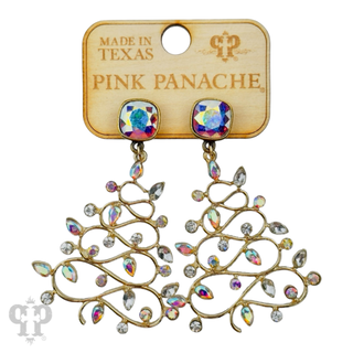 Rhinestone whimsical Christmas tree earring, Austrian crystal