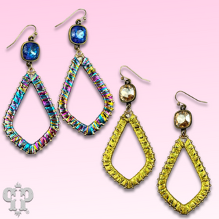 Tinsel wrapped diamond teardrop, Austrian crystal