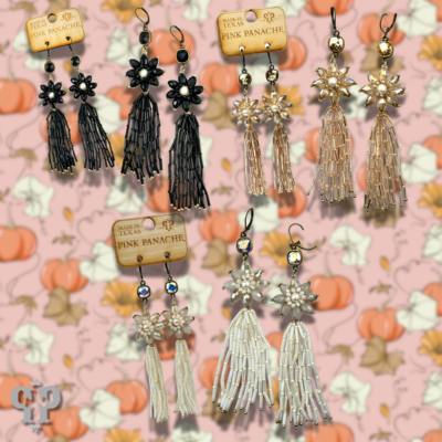 Flower and tassel chandelier statement earring, Austrian crystal