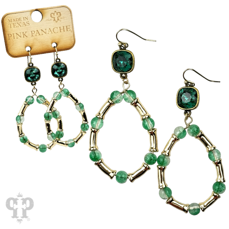 Ombre crackle bead teardrop earring, Austrian crystal