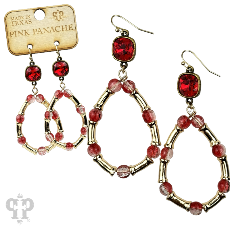 Ombre crackle bead teardrop earring, Austrian crystal