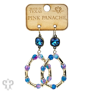 Ombre crackle bead teardrop earring, Austrian crystal