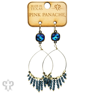 Faceted saucer bead fringe on teardrop earring, Austrian crystal