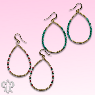 Faceted and round color bead teardrop earrings