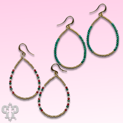 Faceted and round color bead teardrop earrings