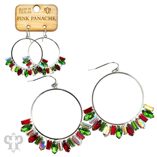 Baguette rhinestone circle earring