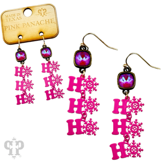HoHoHo and snowflake word earring, Austrian crystal