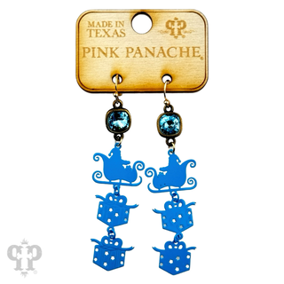 Santa's sleigh and gift earring with Austrian crystal