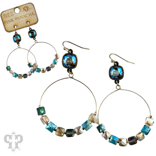 Faceted square coin bead, Austrian crystal earring