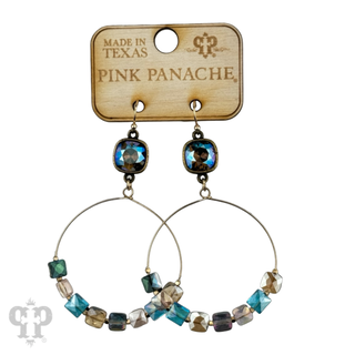 Faceted square coin bead, Austrian crystal earring