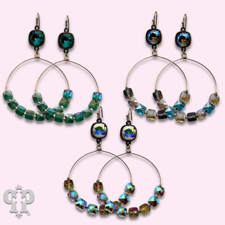 Faceted square coin bead with crystals from Swarovski®