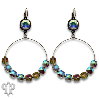 Faceted square coin bead with crystals from Swarovski®