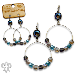 Faceted square coin bead with crystals from Swarovski®