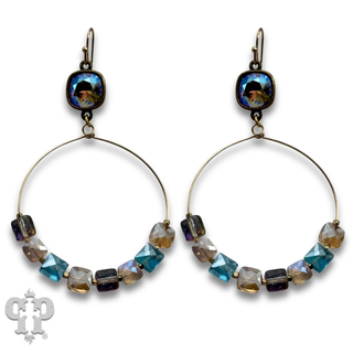 Faceted square coin bead with crystals from Swarovski®