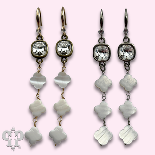 Iridescent pearl clover shape earring crystals from Swarovski®