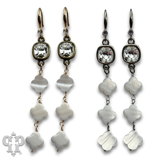 Iridescent pearl clover shape earring crystals from Swarovski®