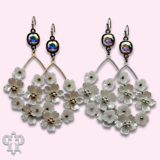Iridescent pearl charm teardrop earring with crystals from Swarovski®