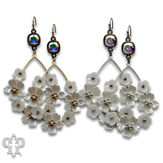 Iridescent pearl charm teardrop earring with crystals from Swarovski®