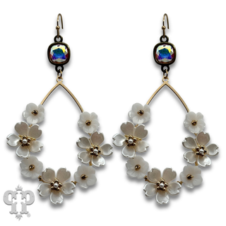 Iridescent pearl charm teardrop earring with crystals from Swarovski®