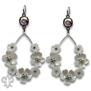 Iridescent pearl charm teardrop earring with crystals from Swarovski®