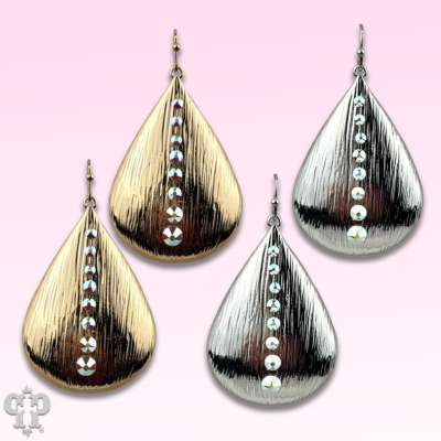 Large raindrop earring with Austrian crystals