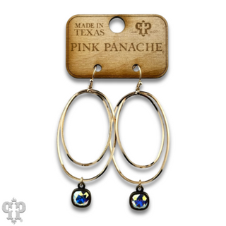 Double oval earring with Austrian crystal