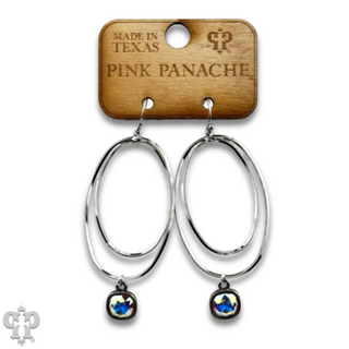Double oval earring with Austrian crystal