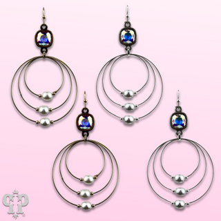 Pearl bead circle earring with Austrian crystal