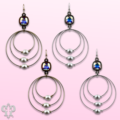 Pearl bead circle earring with Austrian crystal