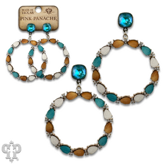 Wood bead and rhinestone circle earring with Austrian crystal
