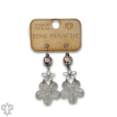 Laser flower shape earring, Austrian crystal