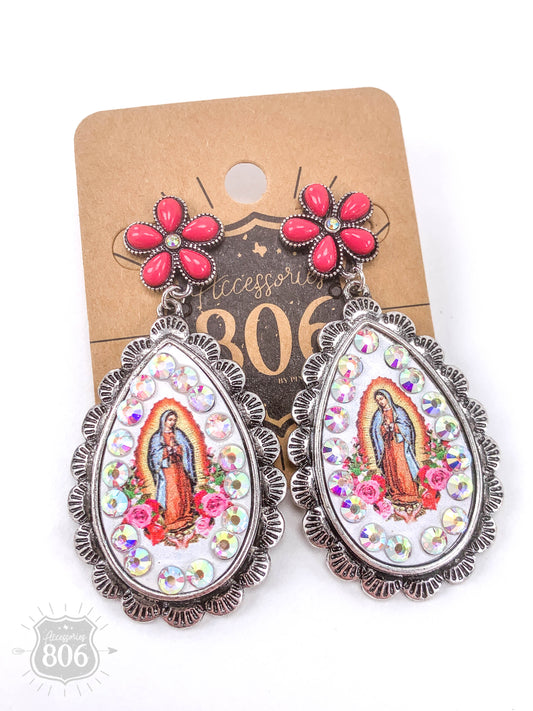 Flower post and inlay teardrop earring, last call