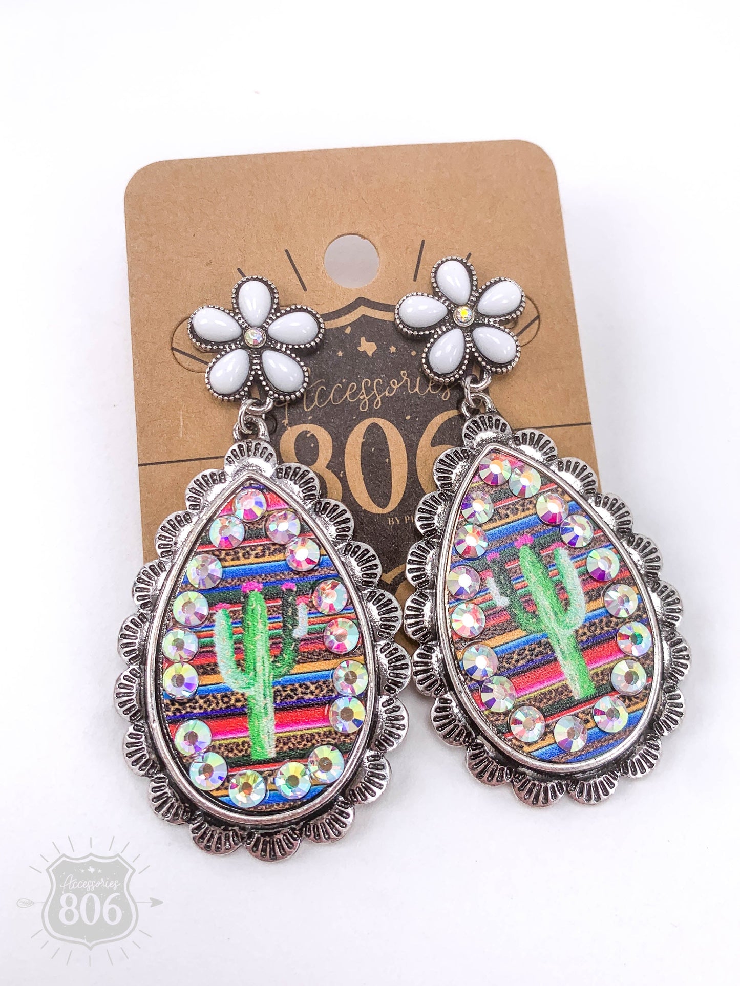 Flower post and inlay teardrop earring, last call