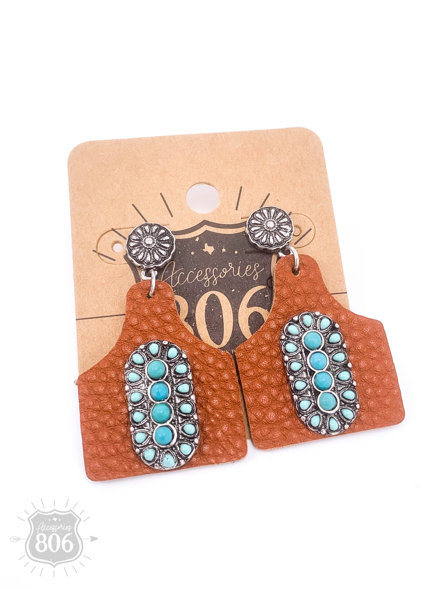 Pebbled ear tag earring,stone center, last call