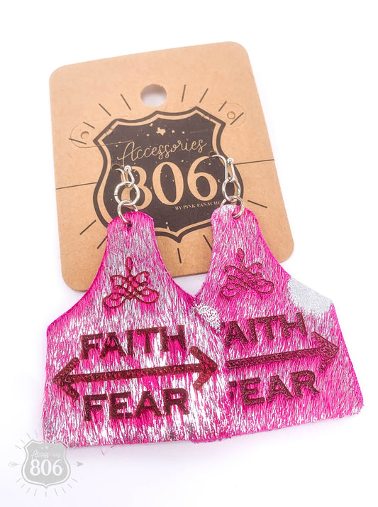 Faith over Fear ear tag earring, last call