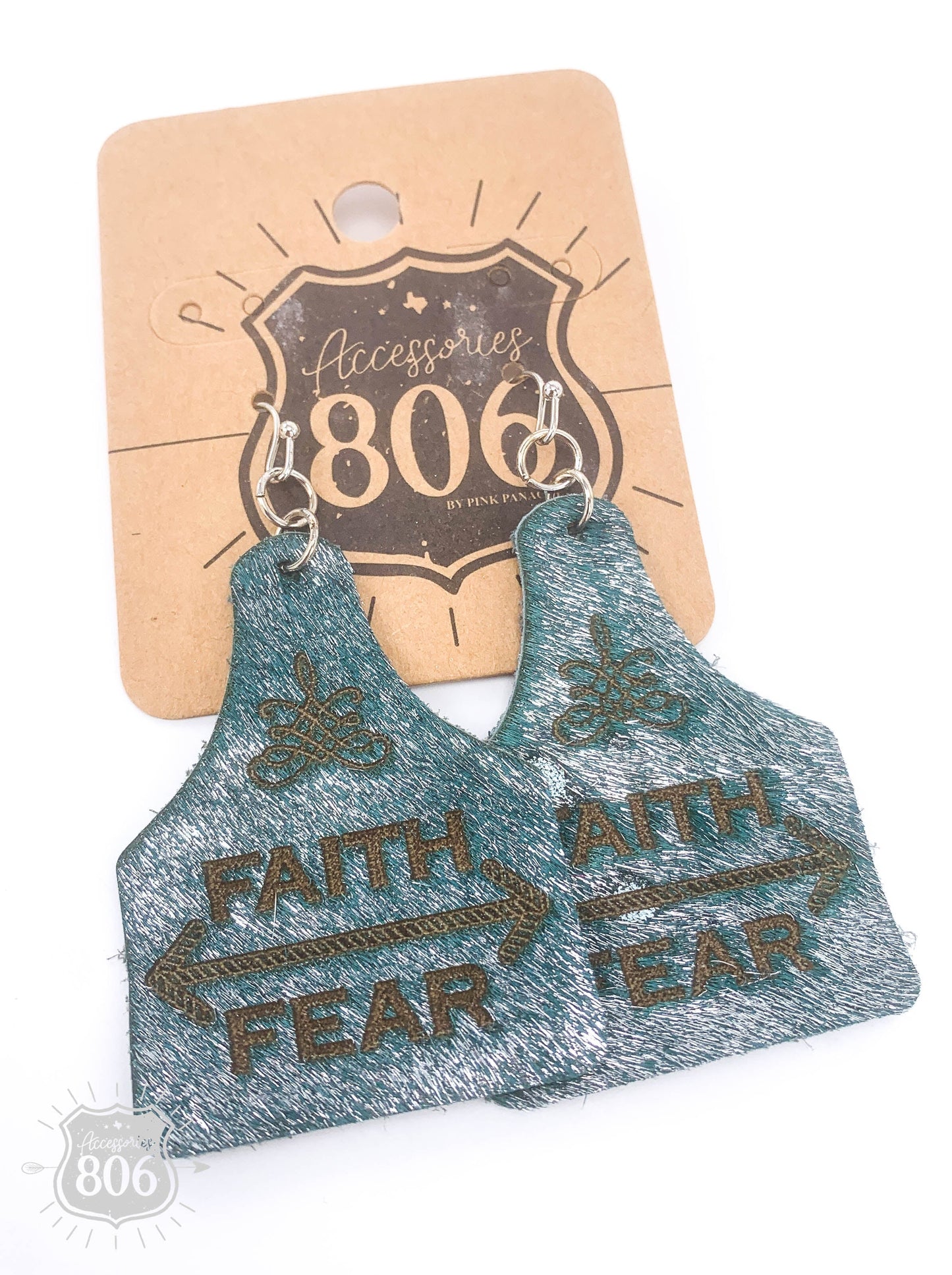 Faith over Fear ear tag earring, last call