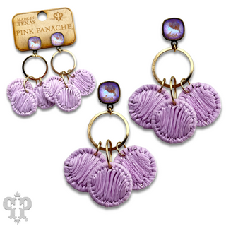 Raffia disc circle earring with Austrian crystal