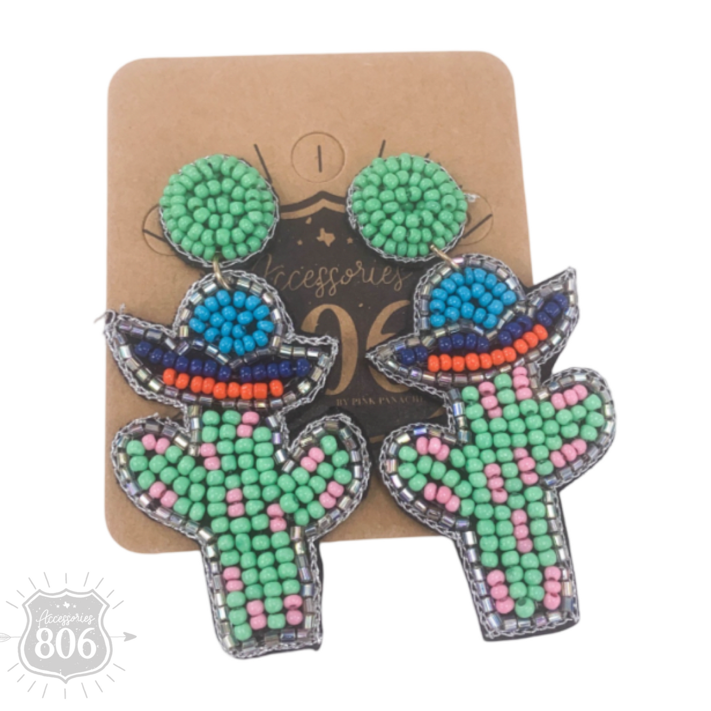 Seed bead cactus earring, last call