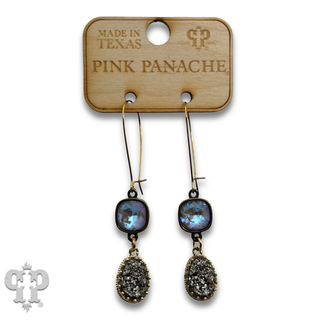 Shimmering druzy style stone drop earring with crystals from Swarovski®